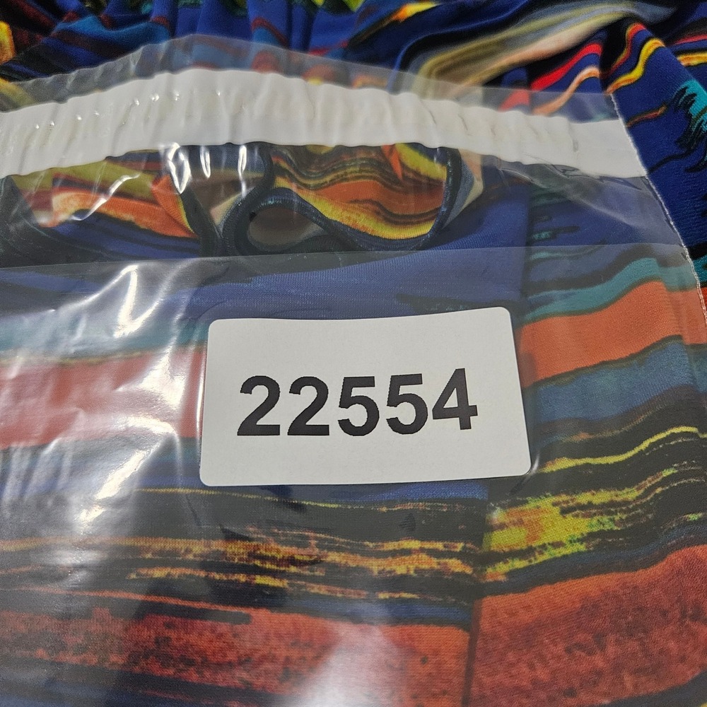 Joseph Ribkoff Multi Color Abstract Stripe Ruffle Off Shoulder Dress Size 8 - Picture 8 of 8